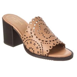 Designer Ted Baker Beebah leather sandal laser cut out mule padded sole 10
